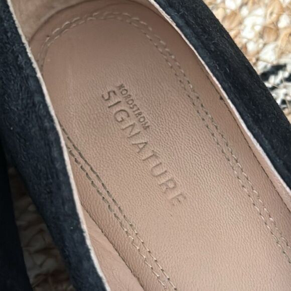 Nordstrom Signature Black Suede Loafers Flats 9 Minimalist Slip-On Leather Shoes - Picture 6 of 9